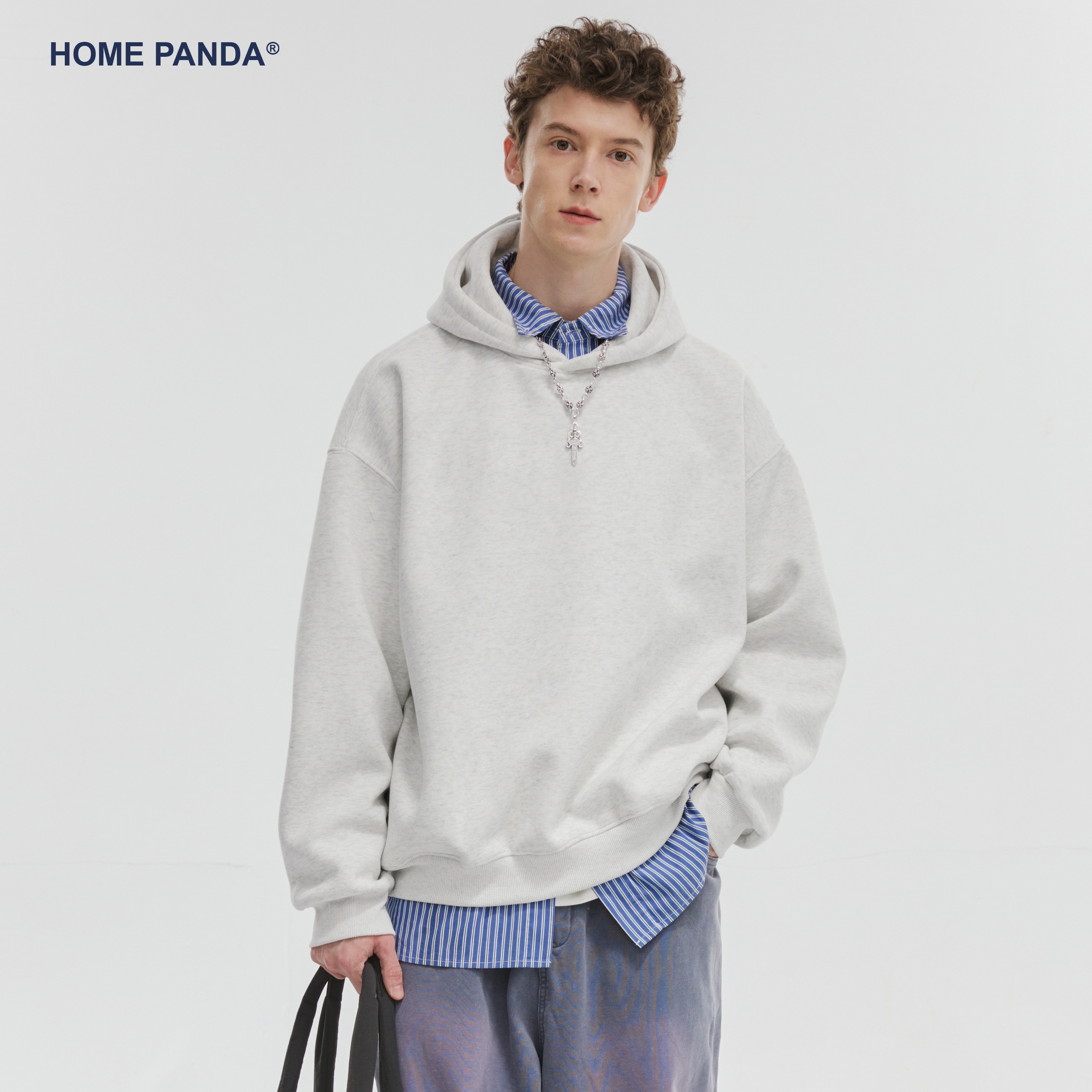 HomePanda重磅纯色连帽卫衣男
