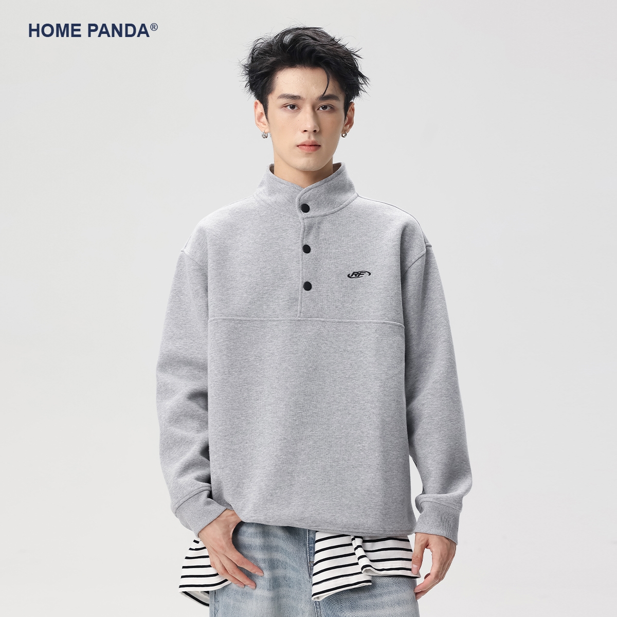 HomePanda美式潮牌立领卫衣男