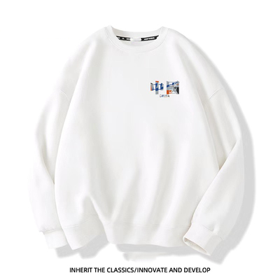 潮牌运动卫衣男款2025秋季圆领男士加绒套头衫男装长袖女生运动服