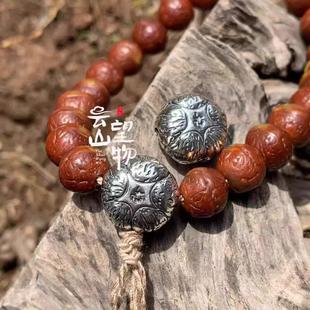 925纯银五星上将三通孔文玩趣味搭配DIY散珠复刻眼凤眼菩提散配珠