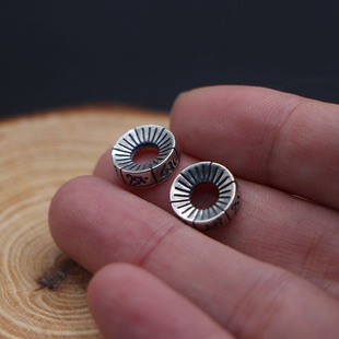 S925纯银六字真言垫片隔片隔珠配件DIY文玩配饰手工串珠佛珠跑环