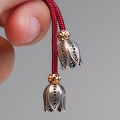 文玩S925纯银铃兰花弟子珠星月凤眼菩提百香籽收尾吊坠配饰件珠子