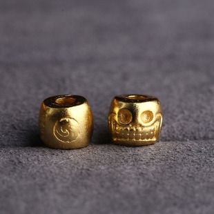 S925镀金小怪兽阿呆 尸陀林配珠隔珠手串DIY文玩隔珠配饰配件