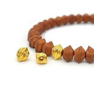 s925纯银镀金 横打百香籽复刻金百香隔珠文玩手串配饰diy配件