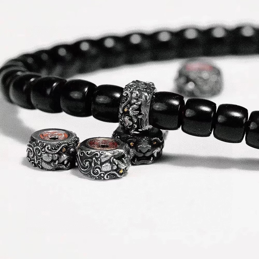 新款925麒麟貔貅顶珠隔珠菩提手串手工串珠编绳diy文玩配饰件