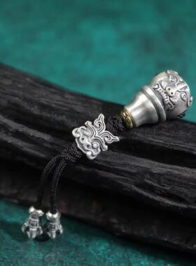 13mm佛珠三通背云弟子珠S925银配套配饰文玩佛珠手串纯银diy套装