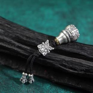 13mm佛珠三通背云弟子珠S925银配套配饰文玩佛珠手串纯银diy套装