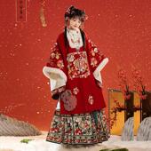 原创明制长衫 汉服女2025新款 冬季 玉指捻_春罗万象 加厚马面裙古装