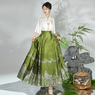 改良明制古装 玉指捻_望秋阁 秋季 汉服女2025新款 原创马面裙套装