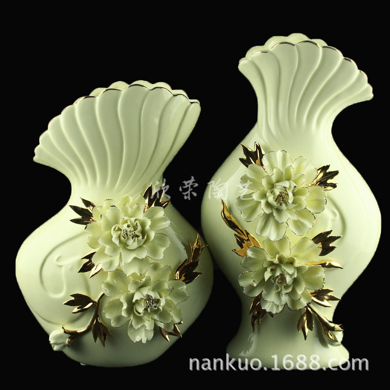 陶瓷花瓶工艺品时尚现代高档陶瓷描金家居饰品摆件生日新房礼品