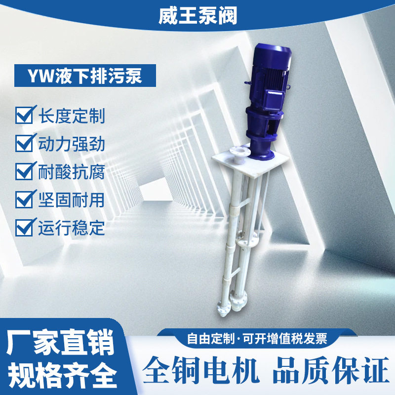 长轴带方盘耐腐蚀液下泵 100YW100-30-15 单双管深度4.5米液下泵