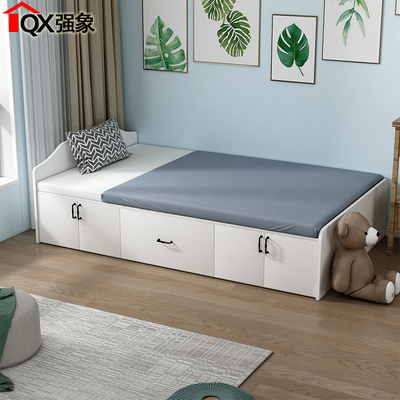 2026高箱储物床带抽屉1米1.2单人床小户型板式床气动上翻床1.5CH-