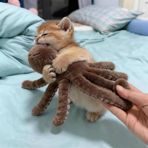 猫咪玩具兔毛章鱼自嗨解闷捕猎耐咬消耗体力耐用性趣味玩具逗猫棒