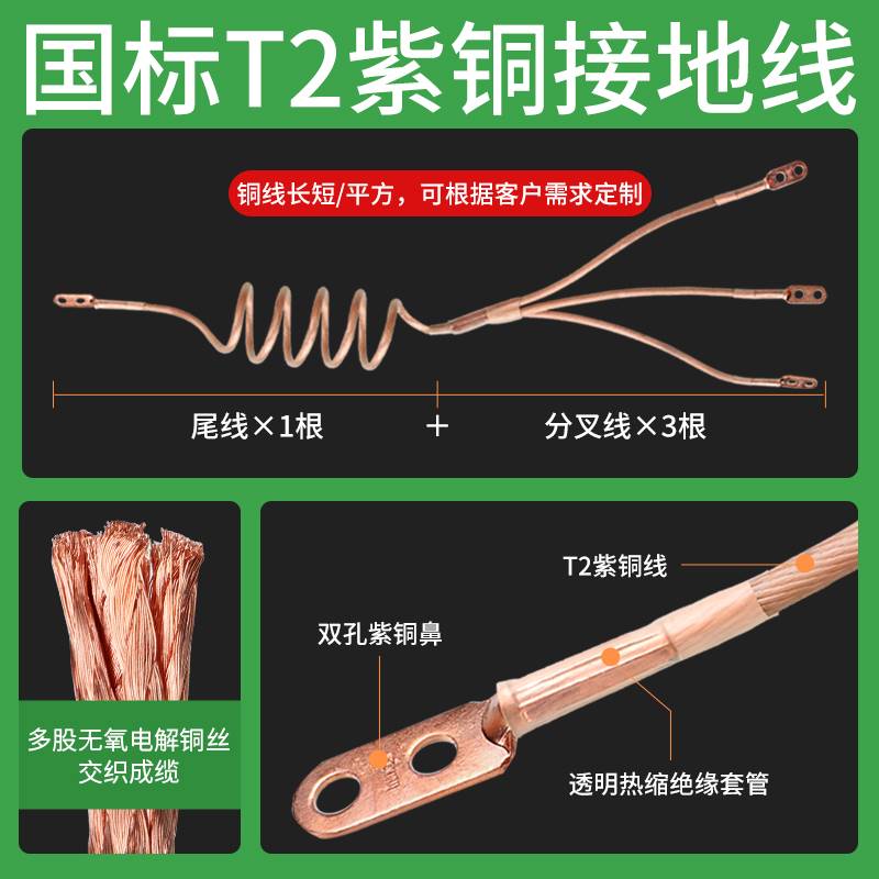 10KV高压接地线软铜线套装夹子配电房室携带型短路户内线夹接地棒