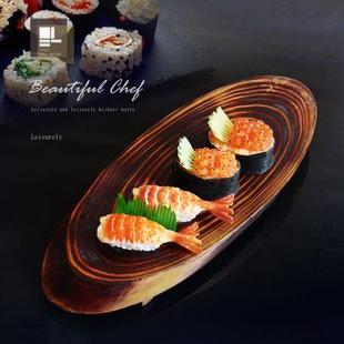 实木盘木餐板托盘寿司台摆拍寿司板料理刺身年轮盛台火锅餐具 日式