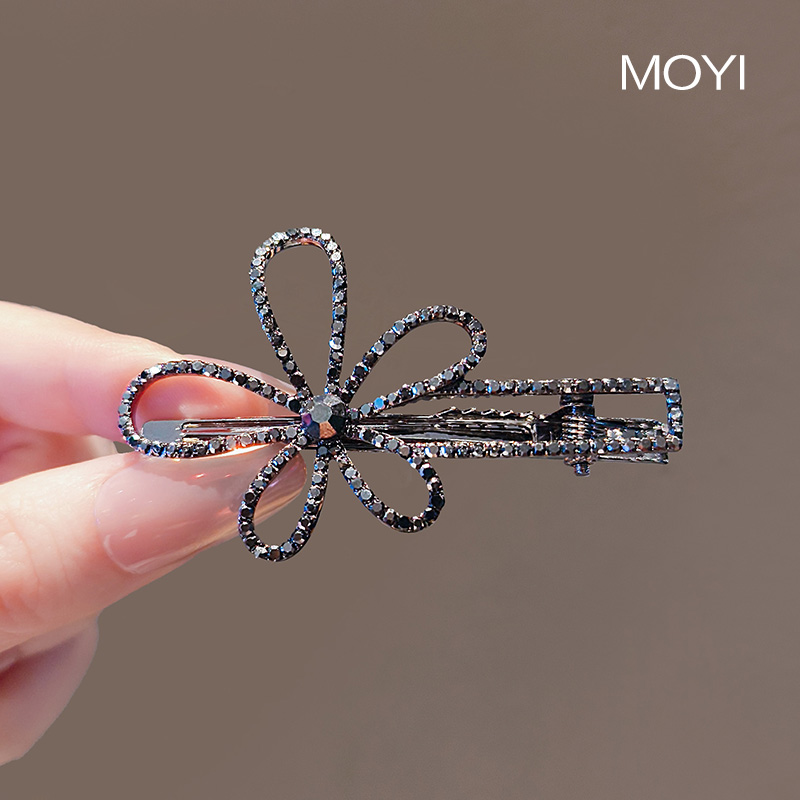 茉怡边夹合金简约镂空花朵鸭嘴夹