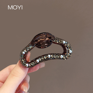 夏日新款 气质后脑勺半扎发鲨鱼夹头饰 轻奢高级感水钻珍珠抓夹时尚