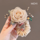 仙气温柔玫瑰花发圈新款 高级感气质发绳精致花朵皮筋扎低马尾头绳