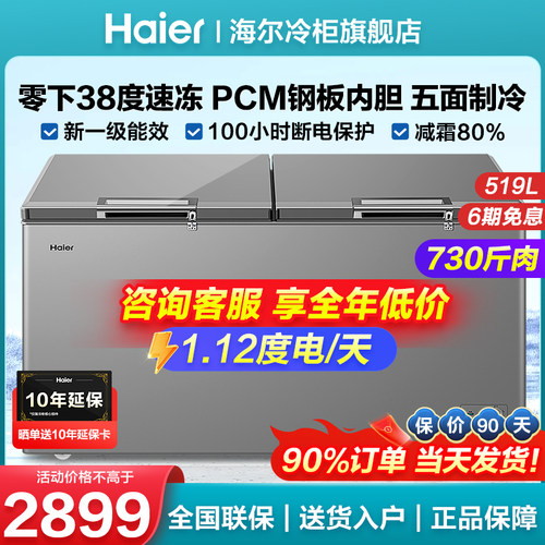 海尔冰柜大容量商用冷柜一级能效