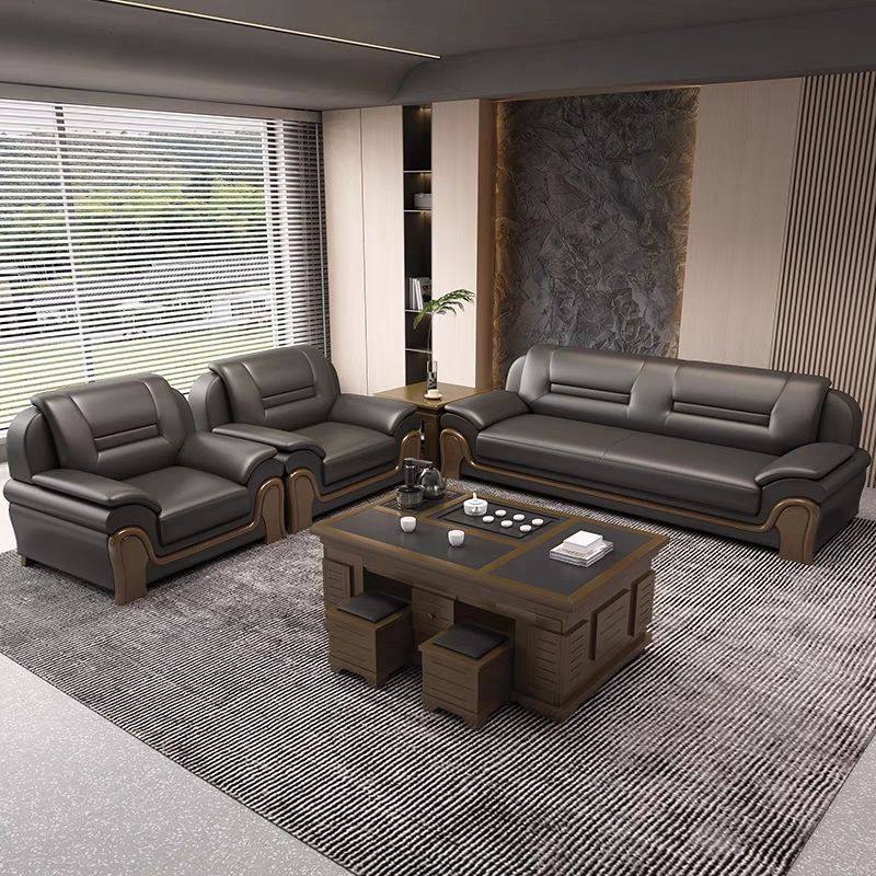 办公沙发商务简约客厅大厅酒店接待休闲区真皮茶几会客办公室组合