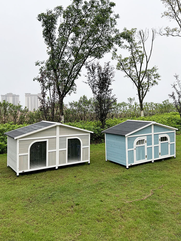 室外狗屋大型犬超大空间实木制双门间别墅防水狗房子户外狗窝别墅