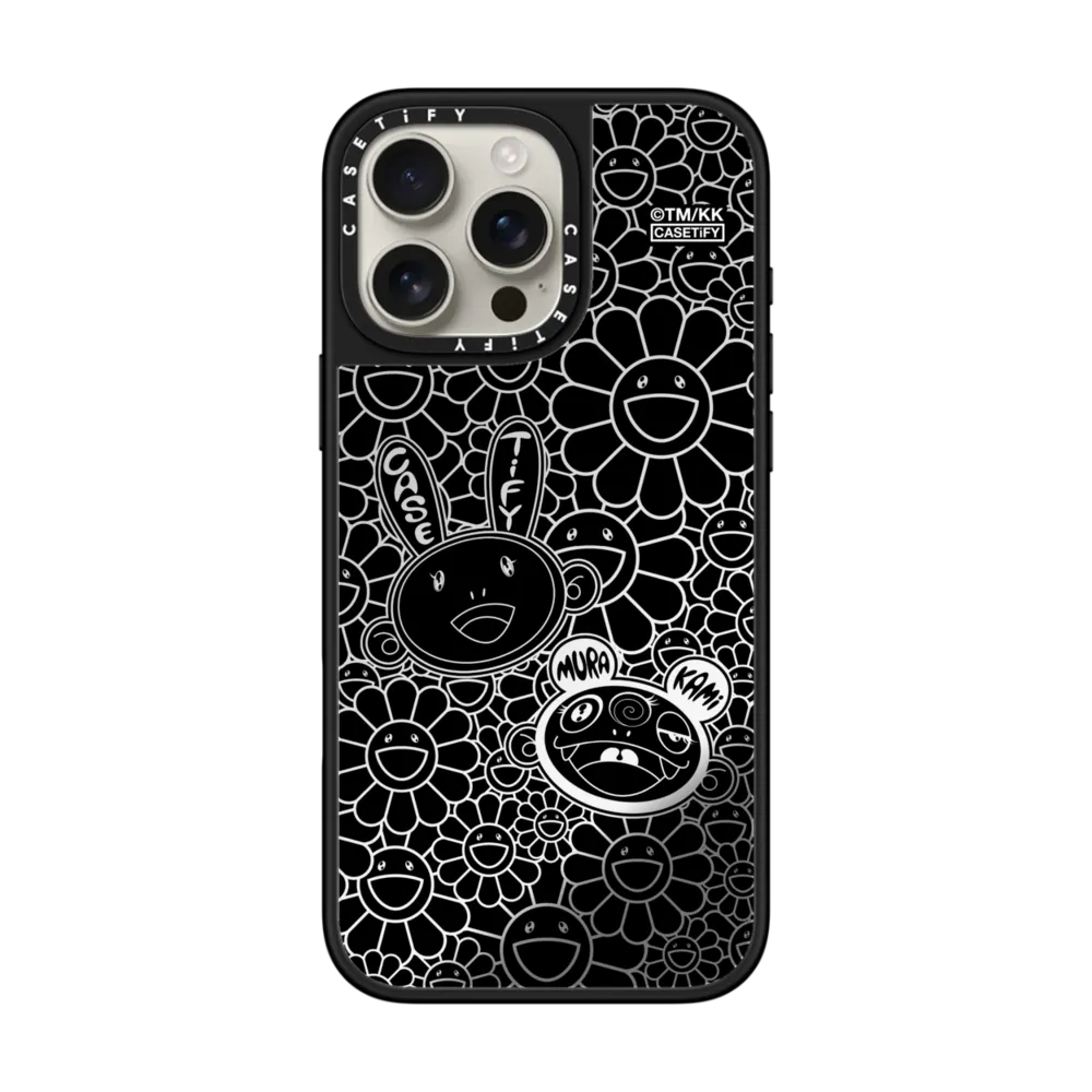 现货CASETiFY联名村上隆KAIKAI AND KIKI花朵盛开黑色适用苹果iPhone16 pro max磁吸手机壳15/14/13限量款12
