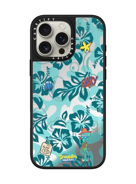 现货CASETiFY联名海绵宝宝芙蓉海滩绿色印花章鱼哥适用苹果iPhone16 pro max磁吸手机壳15/14/13可爱保护套12