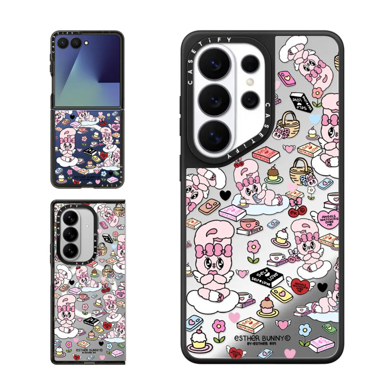 现货CASETiFY可爱大眼兔Esther Bunny狂热贴纸适用三星S25/S26 Ultra手机壳Z Flip 7/Z Fold 6/5趣味少女s24+