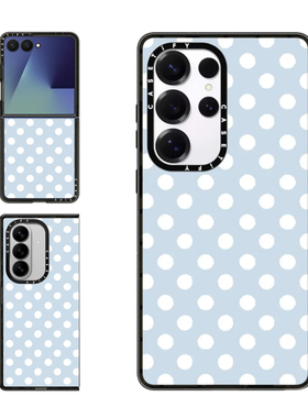 现货CASETiFY蓝色浮云圆点波点适用三星S24/S25 Ultra手机壳Z Flip7/Z Fold 6/5时尚小清新轻奢防摔保护套s23