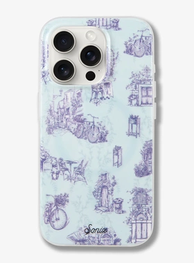 Sonix新款蓝色复古印花适用苹果iPhone16 pro max磁吸手机壳magsafe美国时尚潮牌15/14小众高端全包防摔ins风