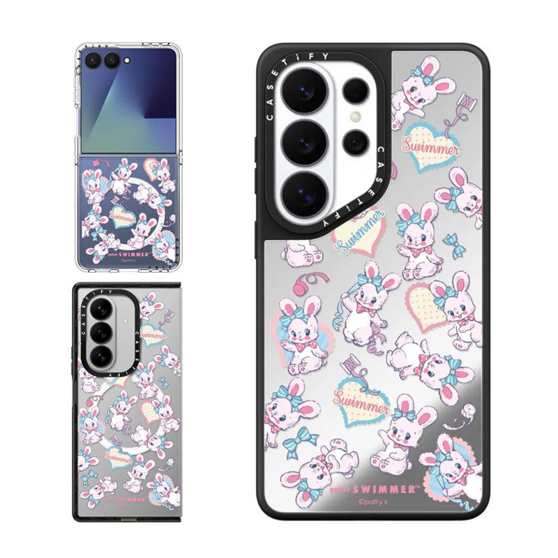 现货CASETiFY蝴蝶结兔子Ribunny适用三星S25/S26 Ultra手机壳Z Flip7/Z Fold 6/5复古甜心SWIMMER可爱少女s24