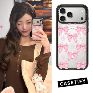 现货CASETiFY粉红色蝴蝶结张元英同款适用苹果iPhone17 pro max磁吸手机壳16/15/14芭蕾舞甜美13软妹保护套12