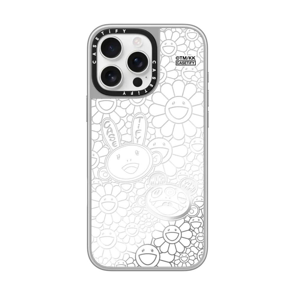 现货CASETiFY联名村上隆KAIKAI AND KIKI花朵盛开白色适用苹果iPhone16 pro max磁吸手机壳15/14/13限量款12