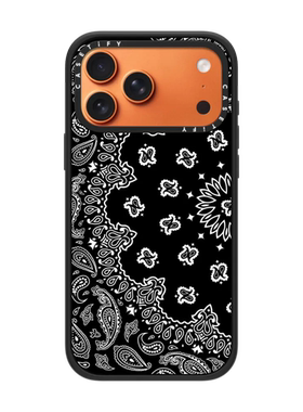 现货CASETiFY黑色佩斯利花纹适用苹果iPhone17 Pro Max手机壳16/15/14磁吸magsafe个性潮牌13/12复古ins风套