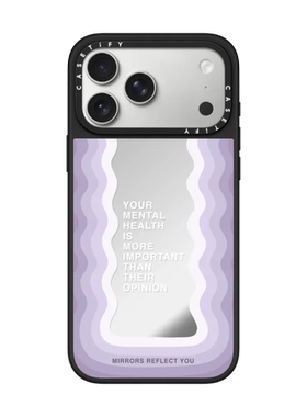 现货CASETiFY心理健康重于外界评价紫色波浪适用苹果iPhone17 Pro Max磁吸手机壳16/15/14镜面13网红ins风12