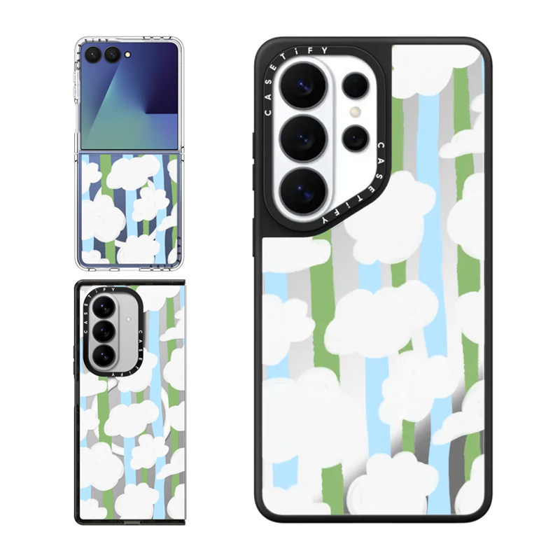 现货CASETiFY棉花云适用三星S25/S26 Ultra手机壳Z Flip7/Z Fold 6/5时尚小众清新条纹高颜值春天保护套s24+