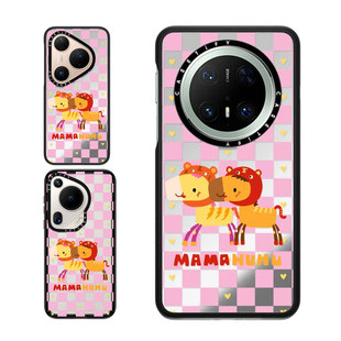 现货CASETiFY马虎呈祥粉色格纹适用于华为Pura 80 Pro手机壳Ultra/Pocket 2折叠Mate60/70Pro+马年新春保护套