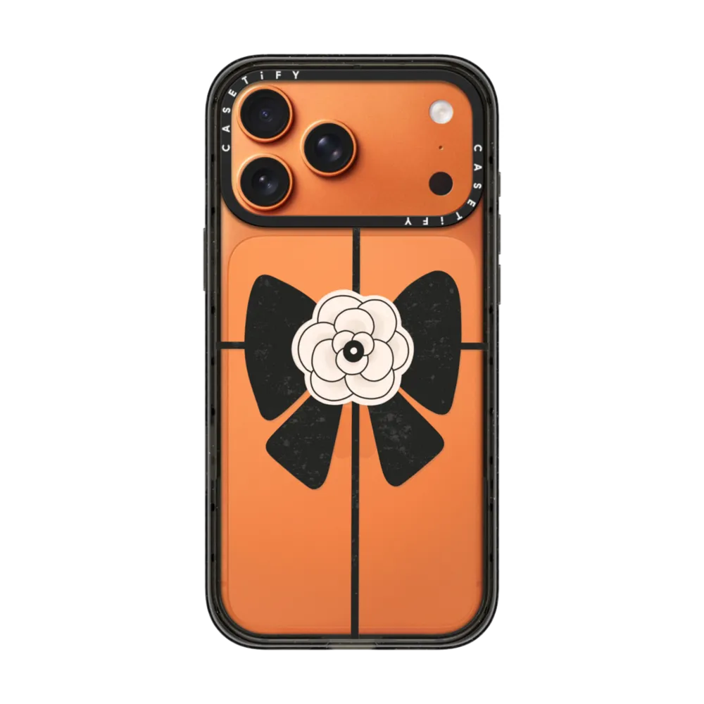 现货CASETiFY山茶花蝴蝶结黑白丝带适用于苹果iPhone17 pro max手机壳16/15/14磁吸13时尚潮牌复古艺术高端12