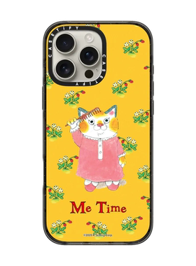 现货CASETiFY插画艺术我的时间适用苹果iPhone16 pro max手机壳15/14/13/12磁吸16e卡通黄色底可爱猫咪保护套