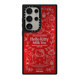 现货CASETiFY联名Hello Kitty红底奶茶适用于三星S22/S24 Ultra手机壳S24+卡通可爱限量高端全包防摔款保护套
