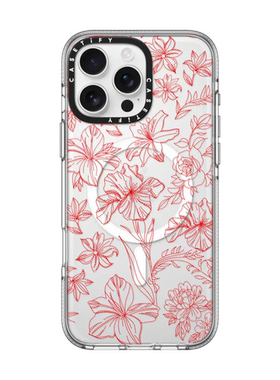 现货CASETiFY红色刺绣花园适用苹果iPhone17 pro max磁吸手机壳16/15/14/13时尚12小众高级感透明防摔保护套