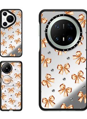 现货CASETiFY橙色金属缎带适用于华为Pura 80 Pro手机壳Ultra/Pocket 2折叠Mate 70Pro+时尚pura x高端保护套