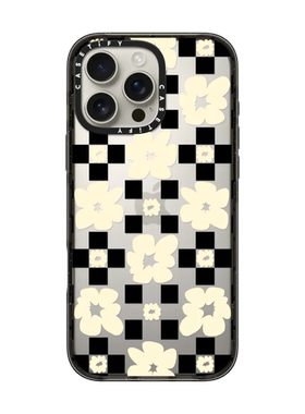 现货CASETiFY正品花卉黑色格子图案适用于苹果iPhone16 pro max手机壳15/14/13创意潮牌12全包防摔保护套plus