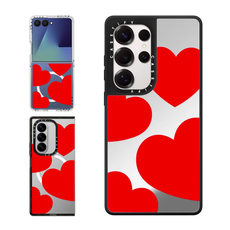 现货CASETiFY红色心形盛会适用于三星S24/S25 Ultra手机壳Z Flip7/Z Fold 6/5时尚潮牌小众轻奢新年保护套s23