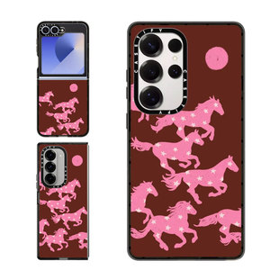 现货CASETiFY星星野马复古酒红适用三星S24/S25 Ultra手机壳Z Flip 6/Z Fold 5小众高级感趣味防摔保护套s23