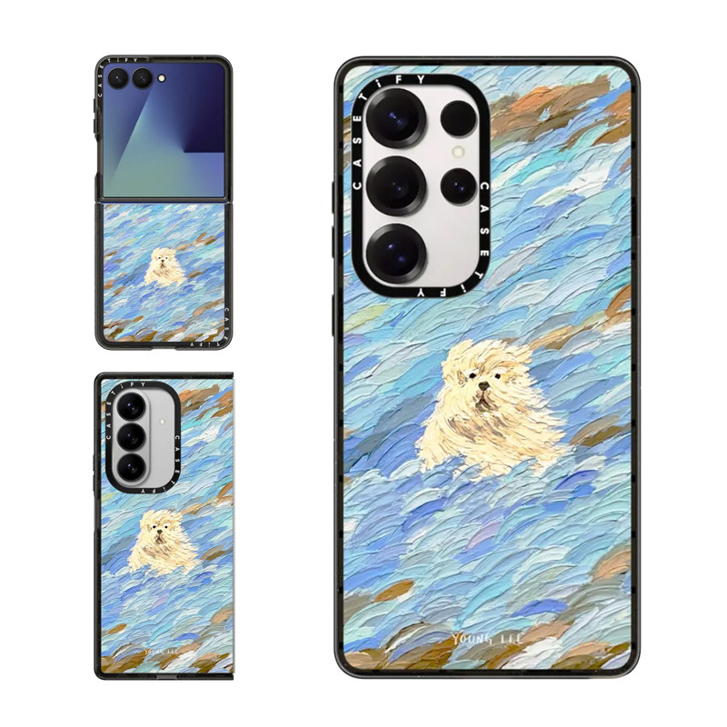 现货CASETiFY蓝色风中摇曳的潦草小狗适用三星S24/S25 Ultra手机壳Z Flip7/Z Fold 6/5可爱治愈防摔保护套s23