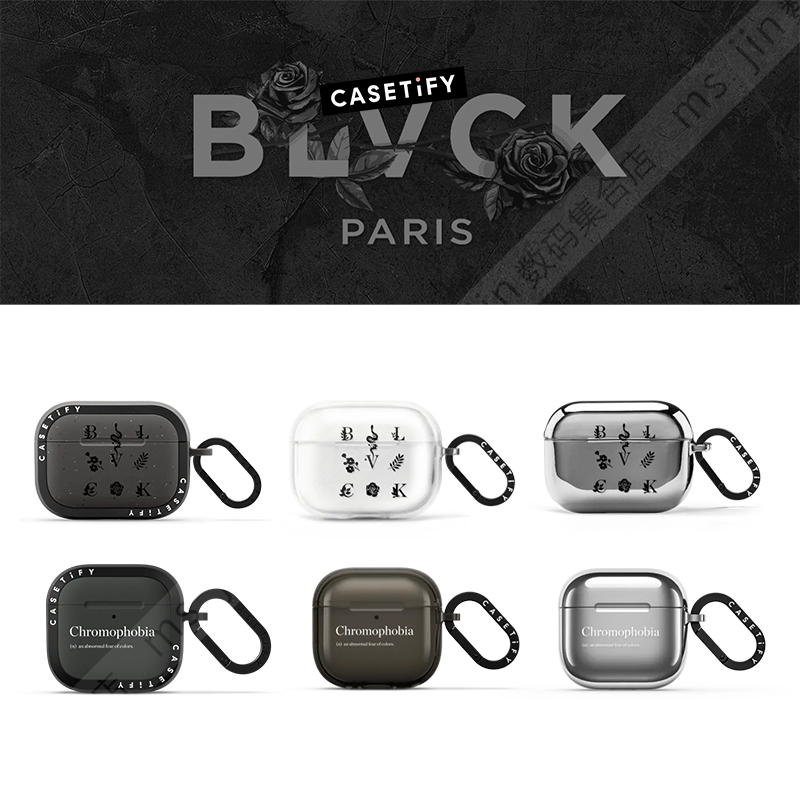 CASETiFY联名BLVCK黑色美学适用苹果Airpods Pro 1/2代无线蓝牙耳机保护套AirPods 3/4代限量高端奢华防摔壳