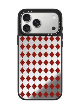 现货CASETiFY红色菱形方格适用苹果iPhone17 Pro Max磁吸手机壳16/15/14小众高级感13情侣透明防摔保护套air