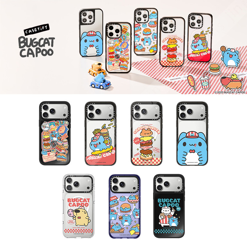 现货CASETiFY艺术家联名Bugcat Capoo蓝色猫猫虫咖波适用苹果iPhone17 pro max磁吸手机壳16/15/14萌保护套13