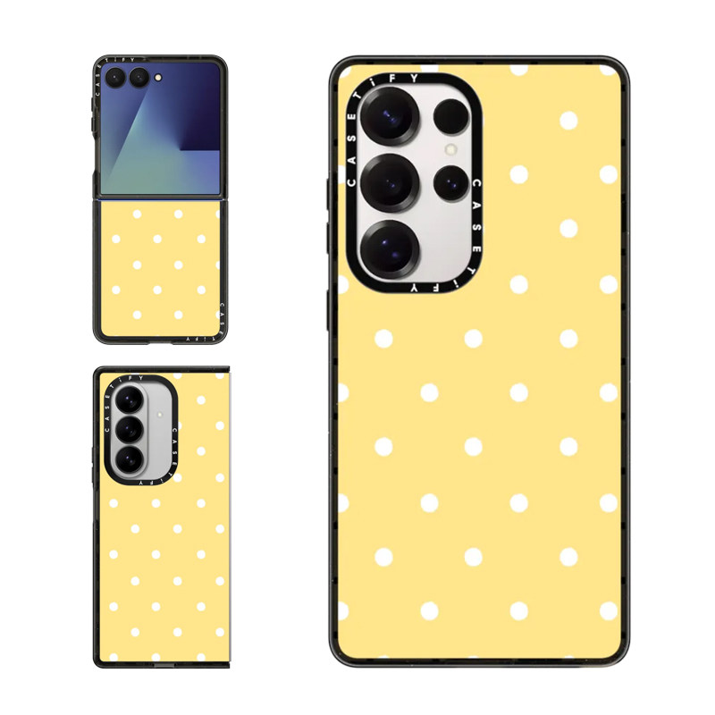 现货CASETiFY黄色经典圆点用三星S24/S25 Ultra手机壳Z Flip7/Z Fold 6/5时尚波点小众简约全包防摔保护套s23